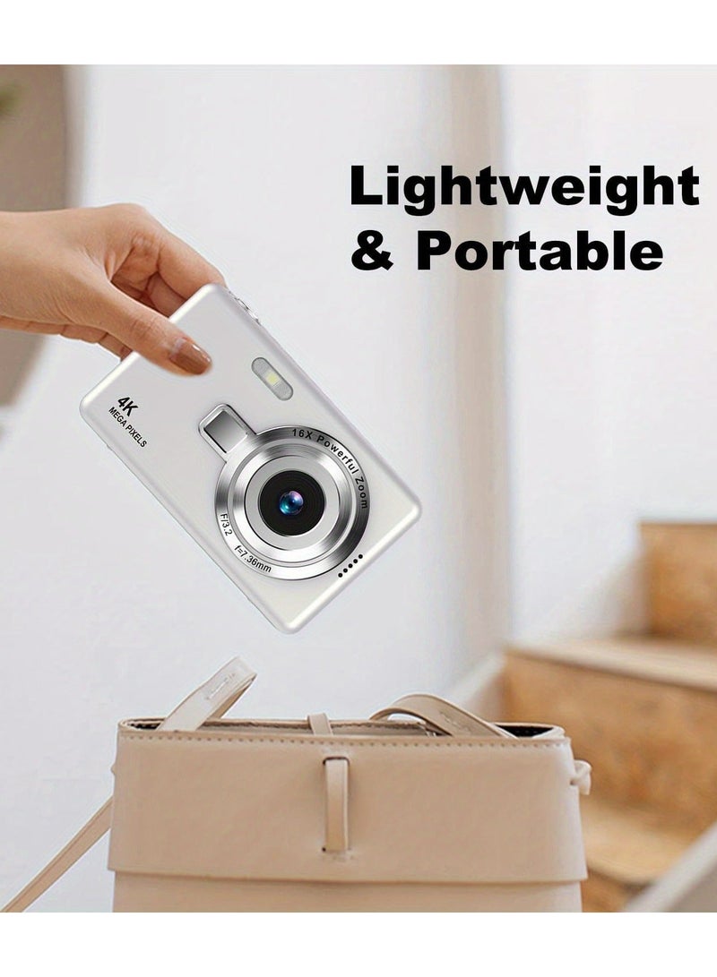general Portable CCD digital camera for campus use, featuring 4K ultra-high-definition pixels and 16x powerful zoom, a 2.8-inch LCD screen, suitable for teenagers, electronic image stabilization, low Selfie delay, long battery life, and comes with a 32GB memory card/card reader. - Image 2